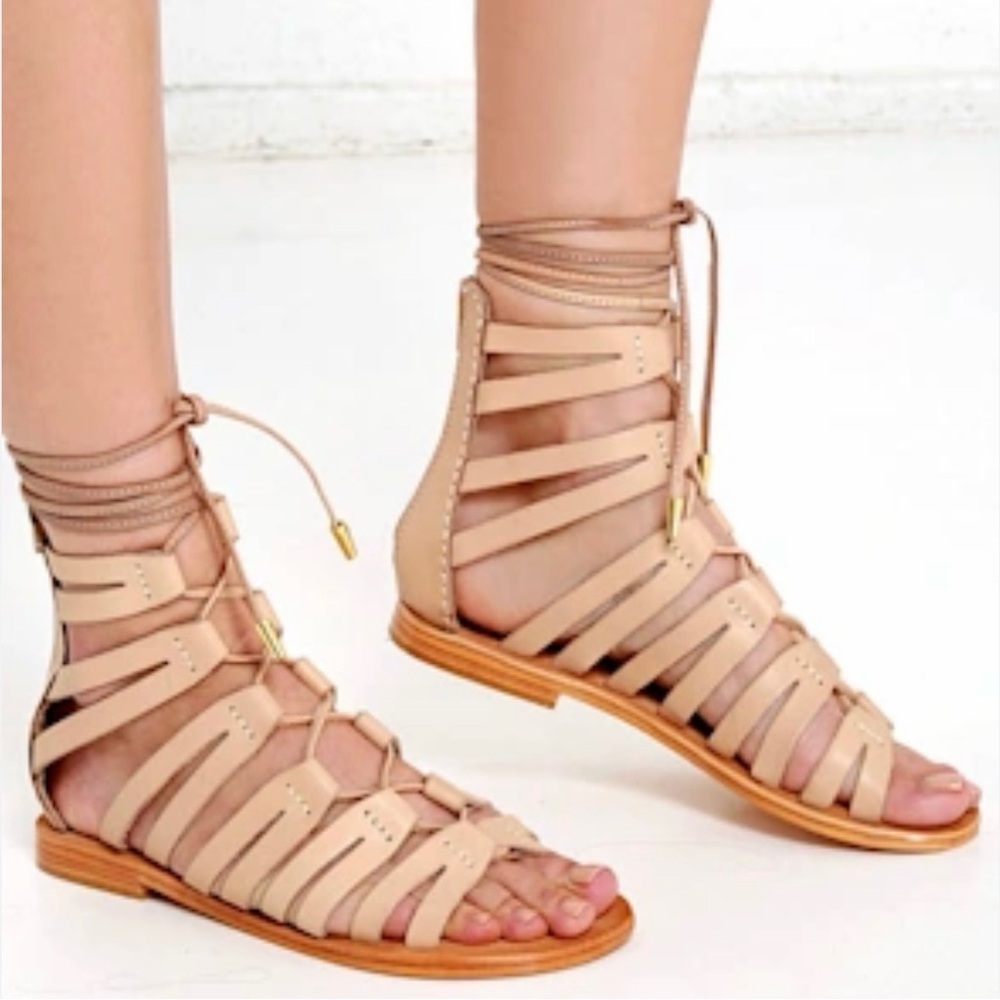 MTNG Tan Strappy Gladiator Sandals